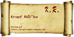 Kropf Réka névjegykártya